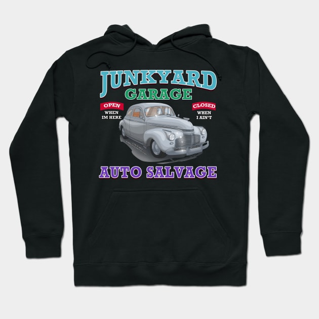 Junkyard Garage Classic Car Hot Rod Novelty Gift Hoodie by Airbrush World